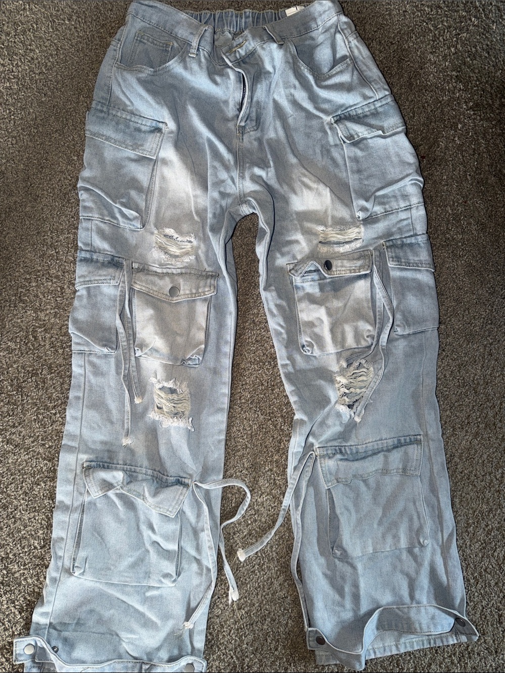 Amazon Light Blue Women's Relaxed Cargo Jeans